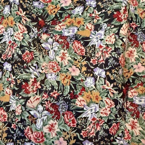 Vintage Try 1 Black Floral Ruffled Cropped Blouse Sz S Y2K, Feminine - Picture 5 of 12